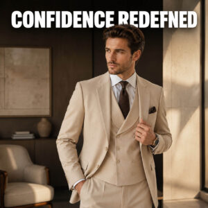 Men's 3-Piece Slim Fit Beige Suit