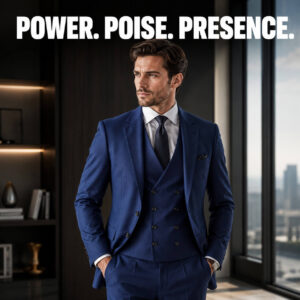 Men's 3-Piece Slim Fit Blue Suit